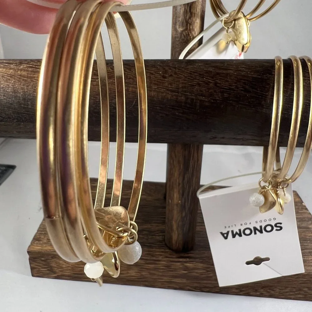 Gold-Tone Sonona Bangle Bracelets With Charms Set Of 3 - Picture 3 of 3